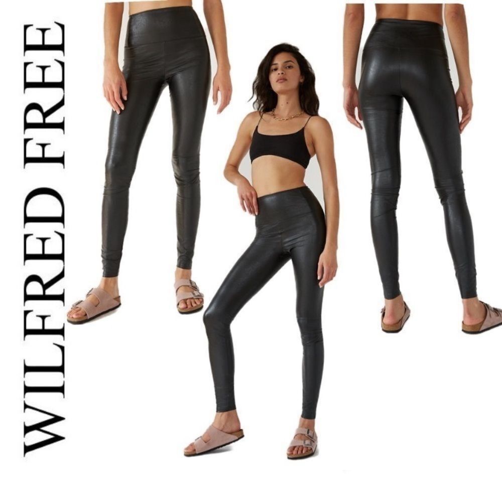 Aritzia Wilfred Free Black Daria Faux leather leggings high waisted Sz XS